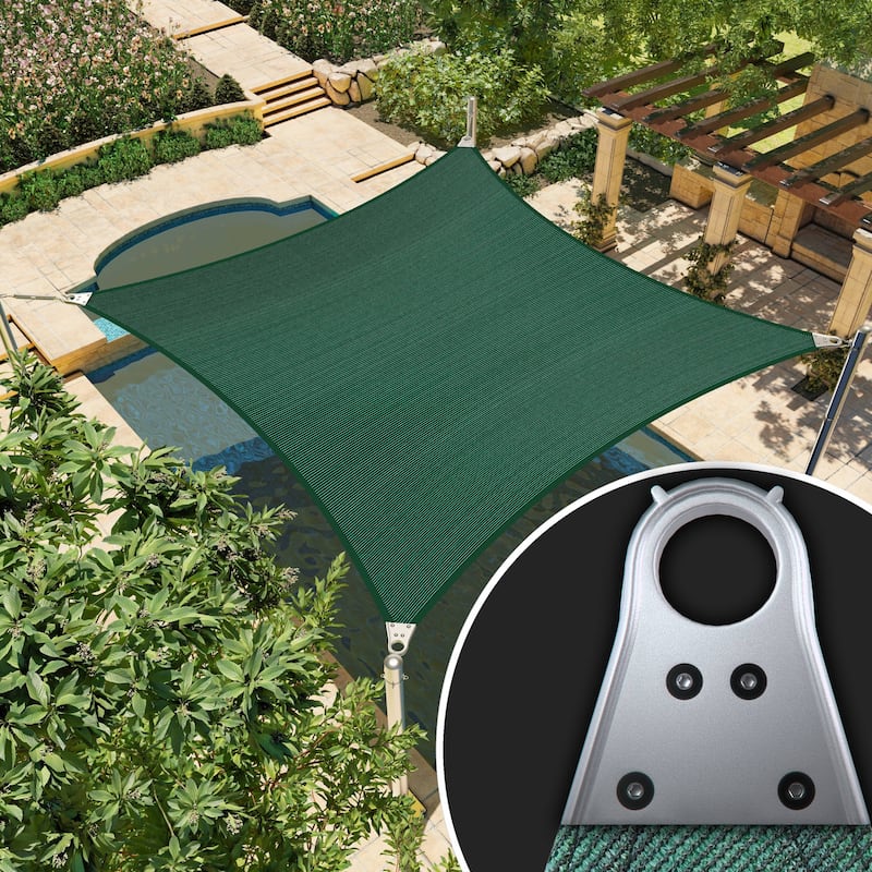 ColourTreeUSA Rectangle Sun Shade Sail Reinforced Super Ring HDPE Mesh Fabric Screen Canopy UV Block 260 GSM - 16' x 20' - Green