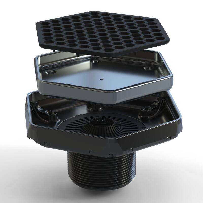 Ebbe America ETHX Hex - Tile-In Hex Drain - Polished Chrome