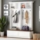 preview thumbnail 8 of 11, Farmhouse 4-in-1 Hall Tree with Wood Grain Bench, 2 Drawers, 6 Hooks, Entryway Organizer, 55.9 in Wide White