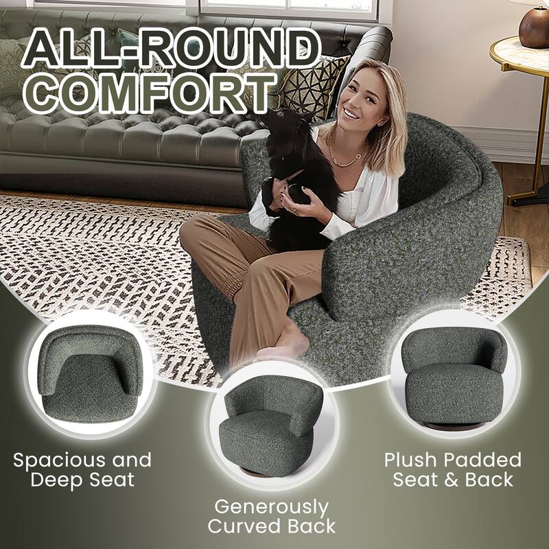 Fully Assembled Upholstered Swivel Barrel Chair