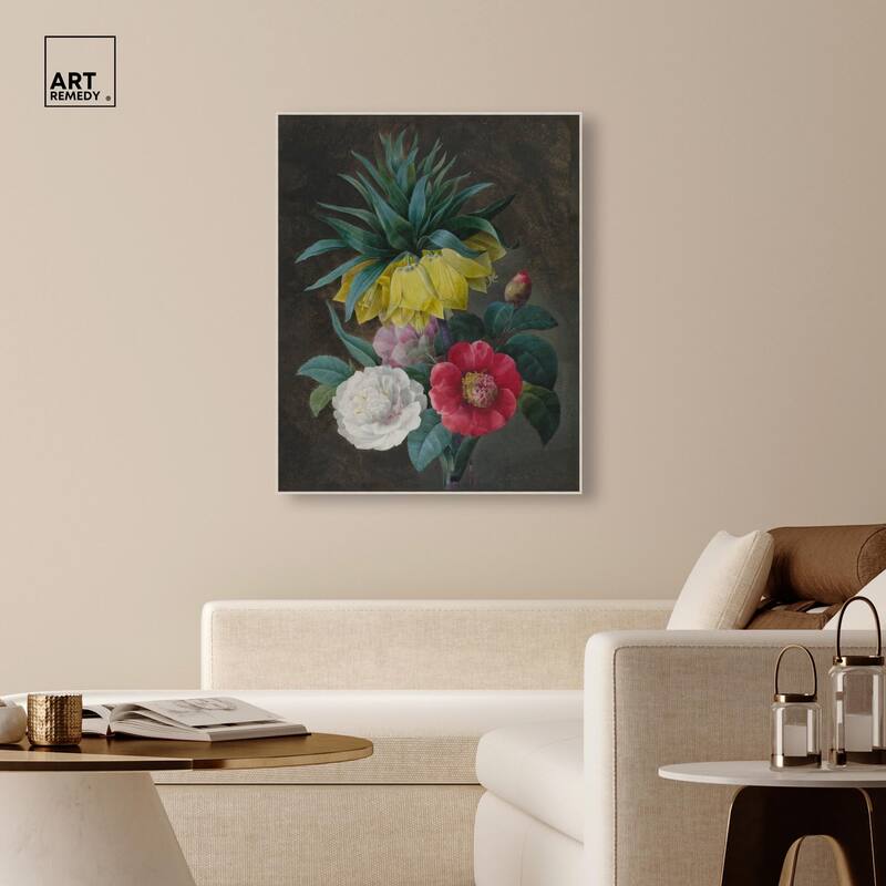 Four Peonies and a Crown Canvas by Art Remedy
