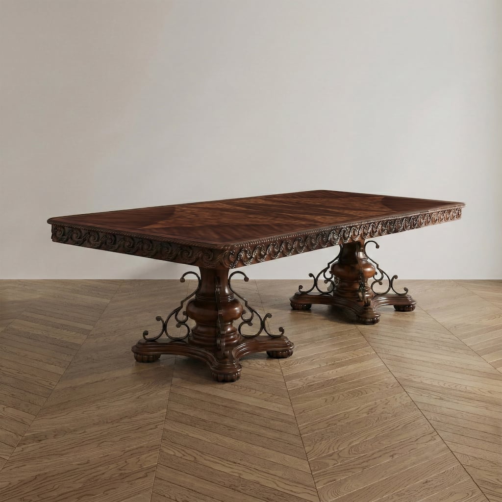 Furniture of America Nald Cherry 120-inch Wood Expandable Dining Table