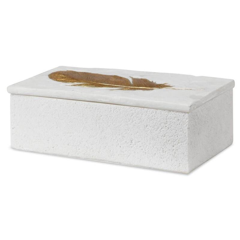 Uttermost 17724 Nephele 4-1/8" Tall Polyresin Boxes - Aged White / Gold