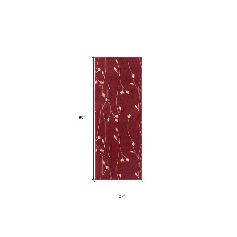 HomeRoots Floral Vines Contemporary Runner Area Rug