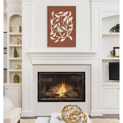 Kate and Laurel Sylvie HB Bird Branch Wreath Framed Canvas by Hannah Beisang