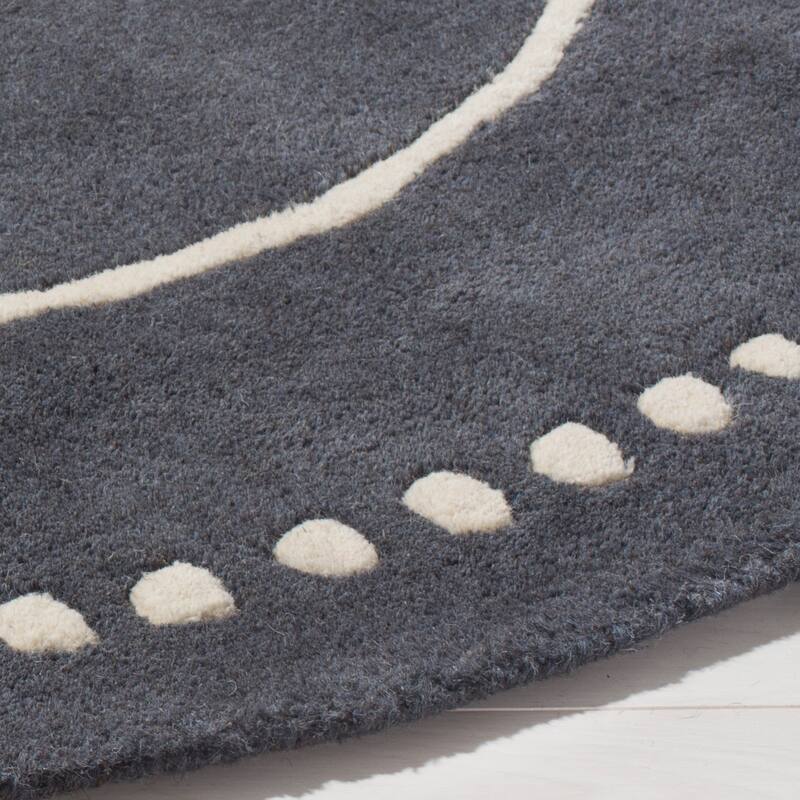 SAFAVIEH Handmade Bella Alverta Dotted Border Wool Rug - 2'3" x 15' - Dark Grey/Ivory