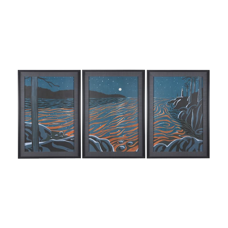 Sea Bay At Night I Framed Art Print