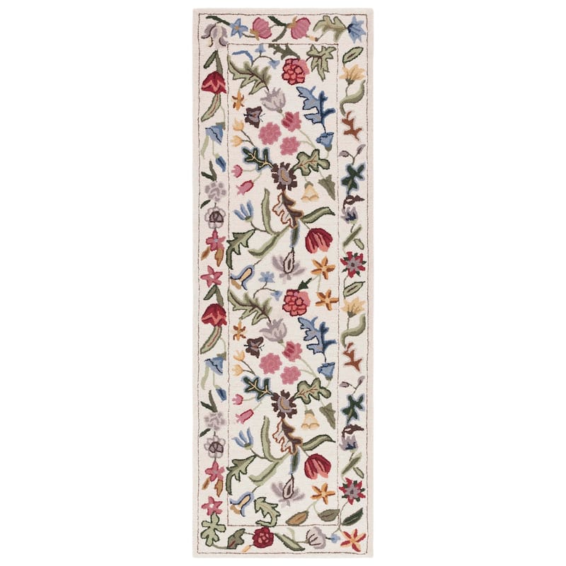 SAFAVIEH Handmade Chelsea Todora Oriental Wool Rug - 2'6" x 8' Runner - Ivory/Green
