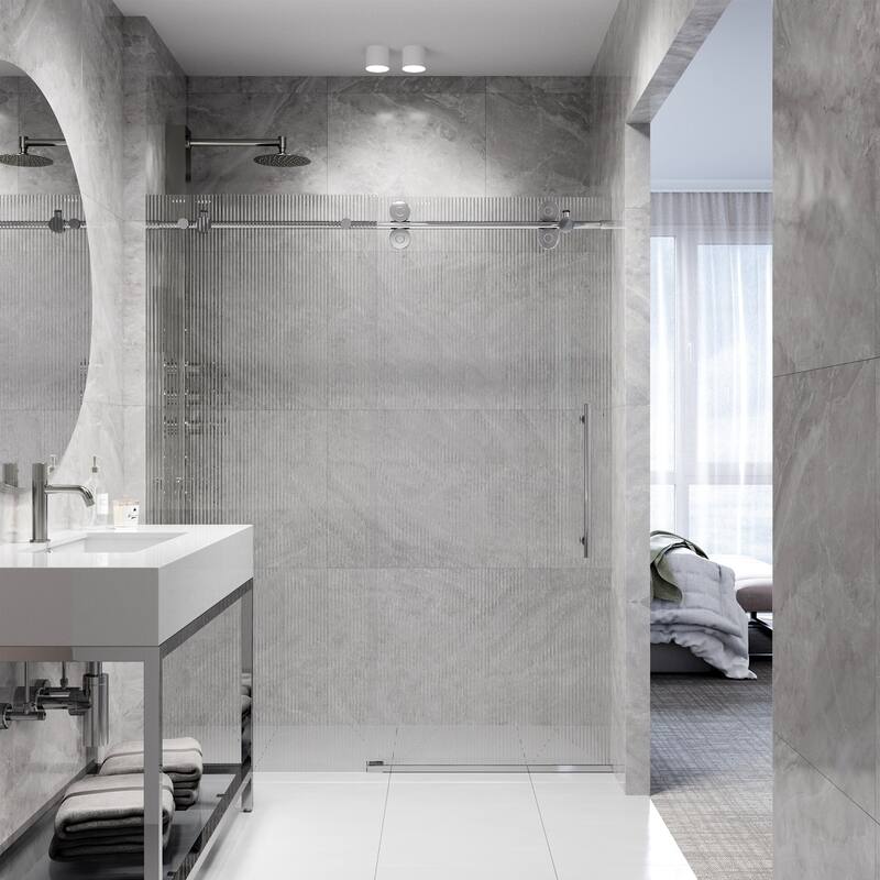 VIGO Elan 56" to 60" W x 74" H Frameless Sliding Shower Door