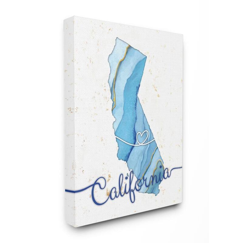 Stupell California Agate Blue US State Design Canvas Wall Art, Proudly Made in USA - 16 x 20