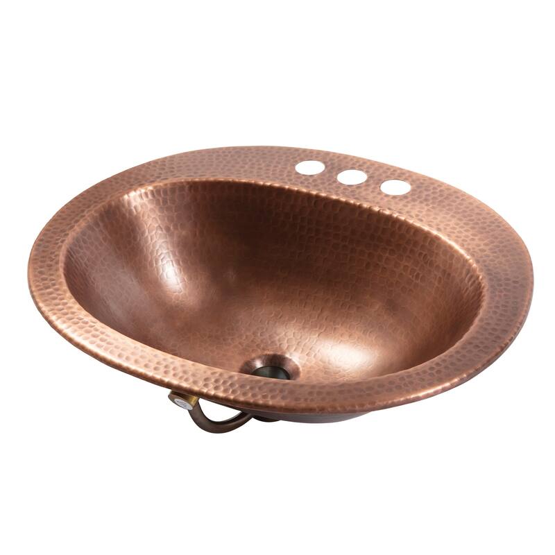 Seville Antique Copper 20" Oval Drop-In Bath Sink with Care Kit