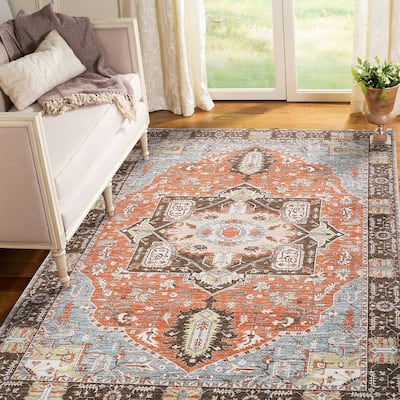 Artistic Medallion Printed Machine Washable Area Rug