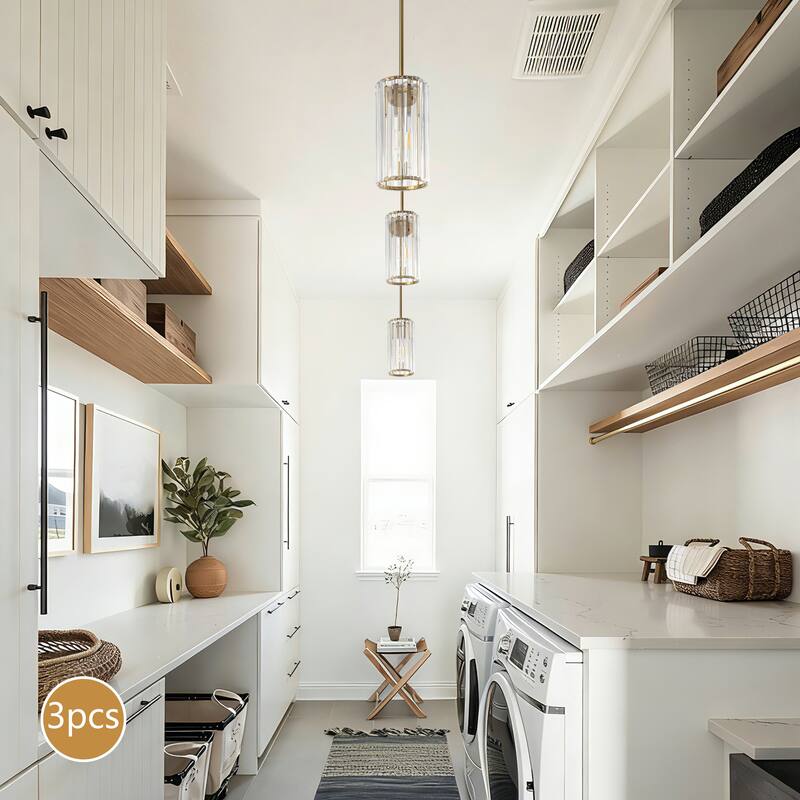 3-Pack Modern Crystal Pendant Lights for Dining Room, Bedroom, Foyer and Hallway