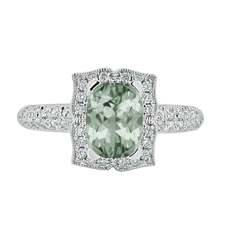 Auriya 3/4ct Fancy Cushion-cut Green Amethyst Halo Diamond Engagement Ring 1/3ctw 14k Gold