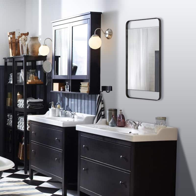 Renwil Tiffey 38.2" Tall Rectangle Wall Mirror, Grey