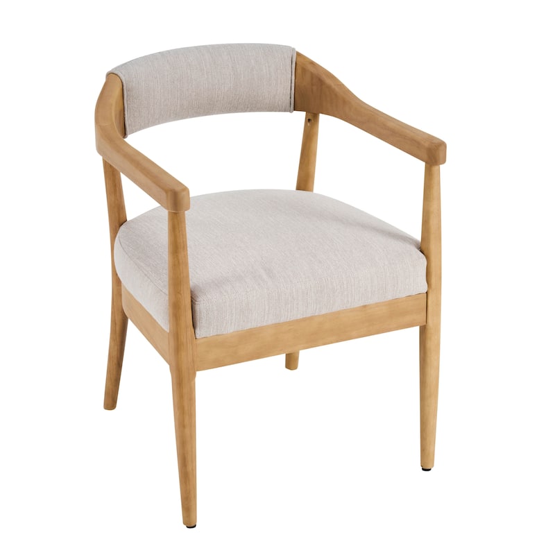 Christopher Knight Home - Mid-Century 5-Piece Set Wood Dining Table Set with 4 Upholstered Arm Chairs