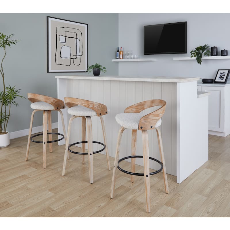 Carson Carrington Stavanger 30" Fixed-Height Bar Stool with Bent Wood Legs & Round Footrest (Set of 2)