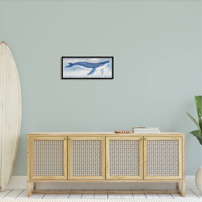 Stupell Voice Of The Sea Inspirational Ocean Lover Whale Quote Framed Wall Art, Design by Katie Swatland
