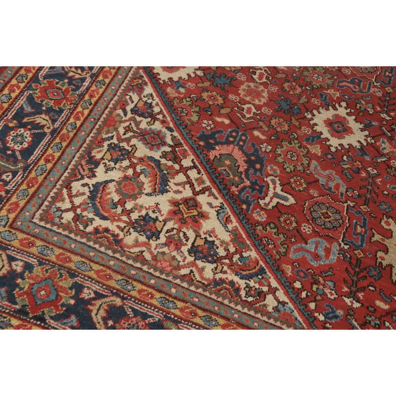 Hand Knotted Oriental 100% Wool Carpet Traditional Floral Red Mahal Area Rug - 12' 0'' X 8' 11''