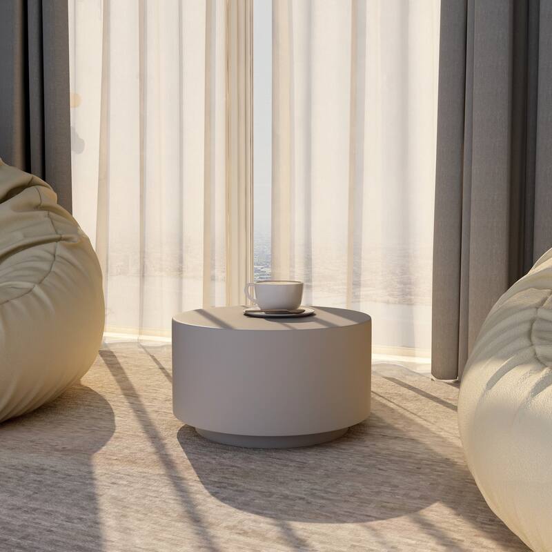 Terra 36-Inch Wide Coffee Table in Fiberstone Round Accent Center Table for Indoor and Outdoor Patio Use