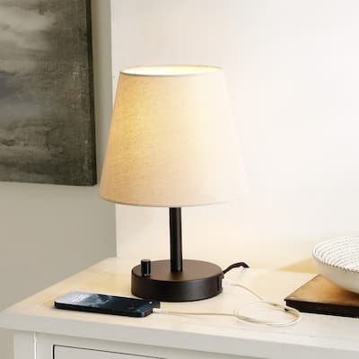 SAFAVIEH Lighting Oceana 14-inch Table Lamp with Usb Charging Port (LED Bulb Included) - 9 In. W x 9 In. D x 13.5 In. H