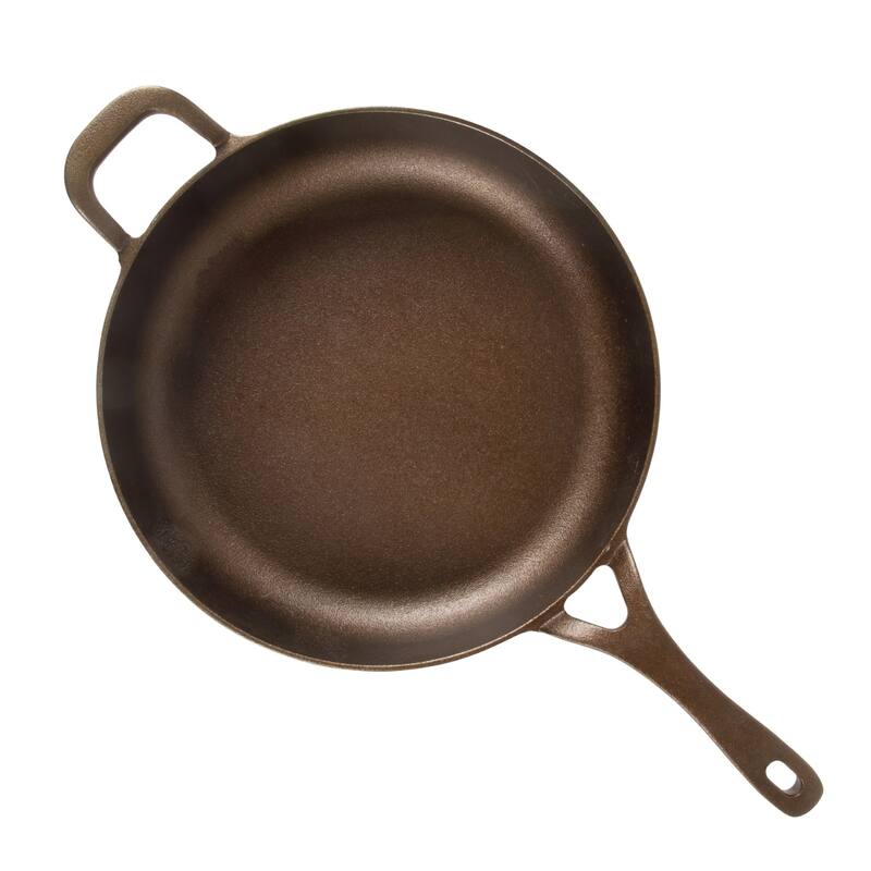 Bloomhouse Natural Bronze Finish Pre-seasoned Cast Iron Grill, Everyday Pan, Skillet & Olive Wood Trivet