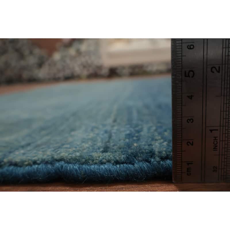 Hand Knotted Oriental 100% Wool Carpet Tribal Contemporary Navy Blue & Blues Gabbeh Area Rug - 6' 4'' X 4' 7''