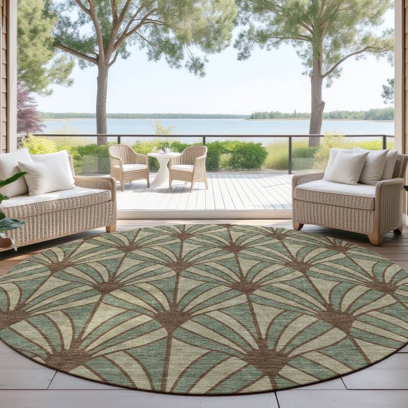 Machine Washable Indoor/ Outdoor Casual Kim Chantille Rug - Basil - 8' x 8'