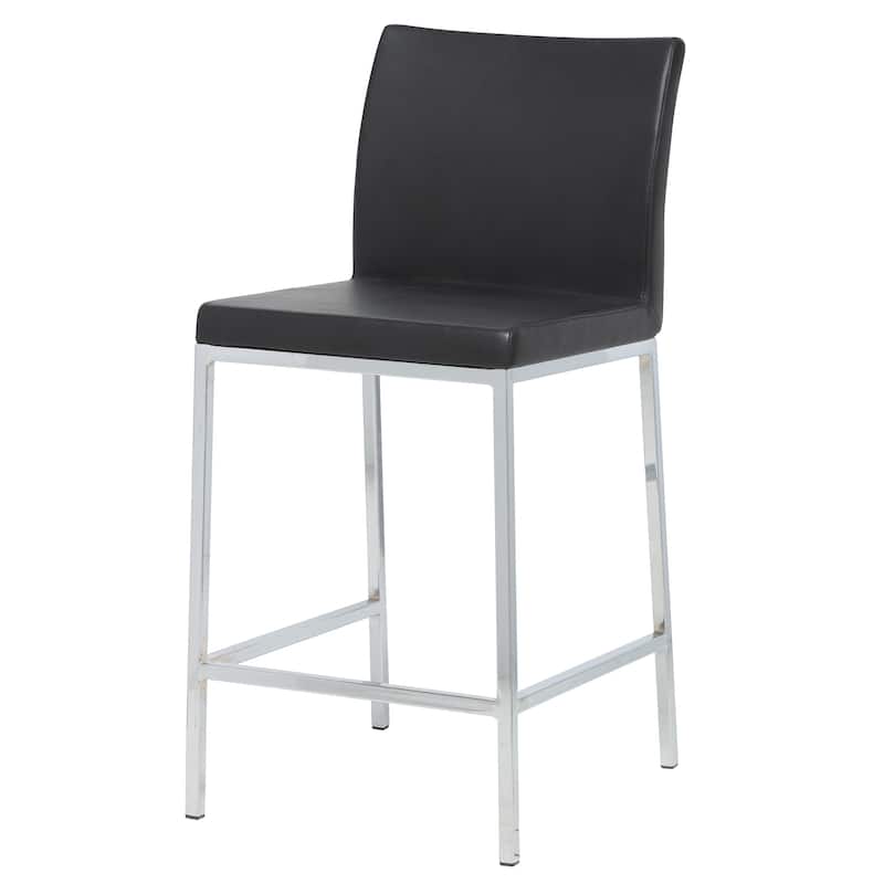 Kahlo Faux Leather Bar & Counter Stool (30-inch/26-inch) - Black - Bar Height
