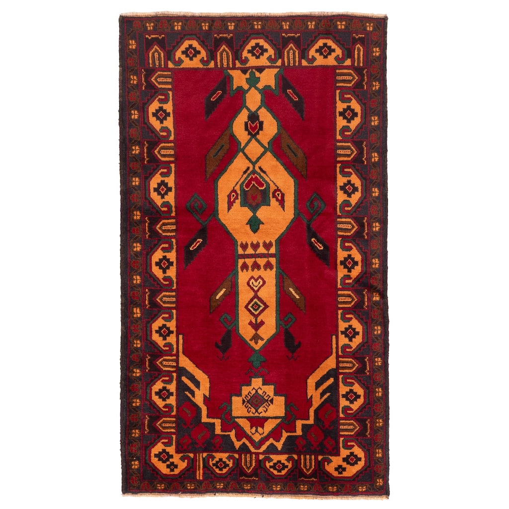 ECARPETGALLERY Hand-knotted Teimani Red Wool Rug - 3'1 x 5'7