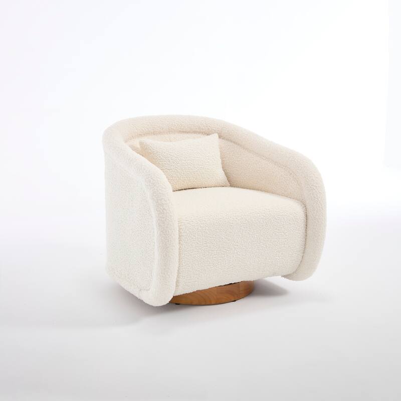 360-degree Swivel Barrel Chair with Teddy Upholstery