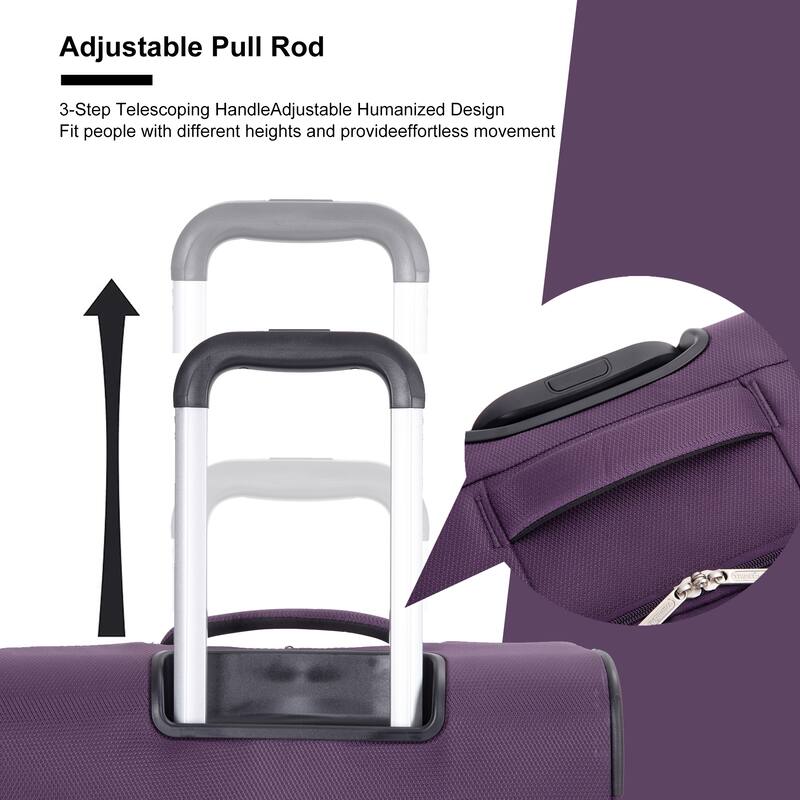 Durable 3-Piece Polyester Luggage Set (18" Carry-On, Travel Bag, Toiletry Bag) with 360° Spinner Wheels