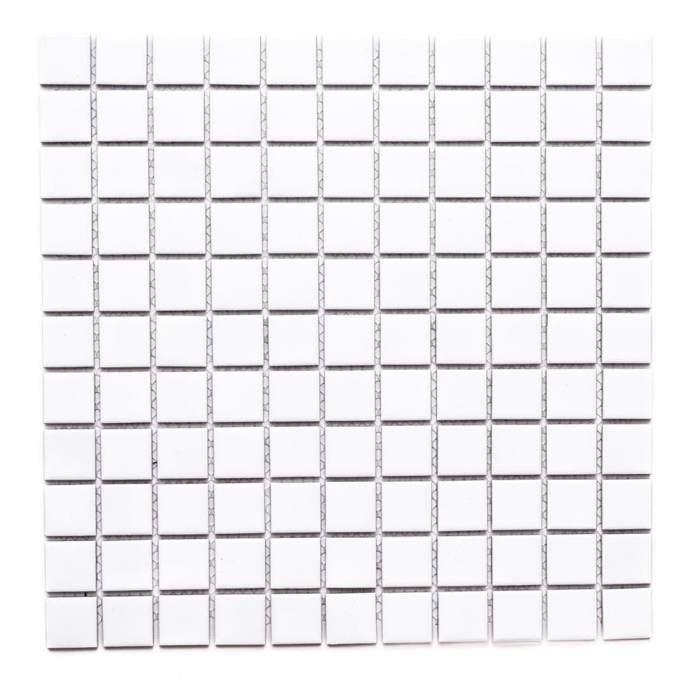 The Tile Life Cube 1 x 1 White Matte Porcelain Grid Mosaic Tile