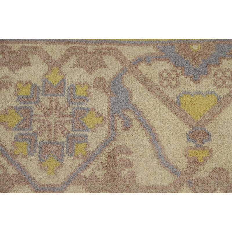 Earth Tone Oushak Indian Area Rug Handmade Bedroom Beige Wool Carpet - 8'1" x 9'9"