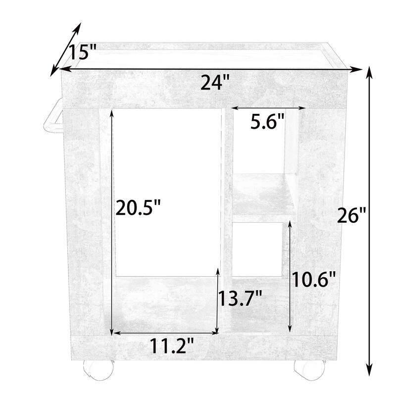 Anmytek Rustic Rolling Utility Cart with Marble Top Mobile Bar Cart for Kitchen and Living Room Storage