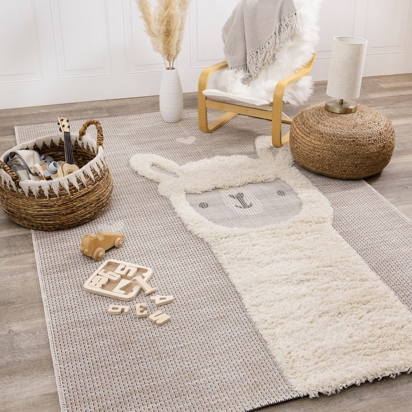 slide 2 of 13, Kids Collection - Beige/Cream Llama Area Rug