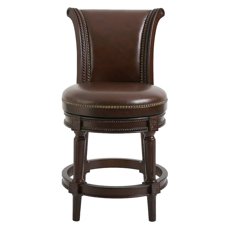 Copper Grove Rijssen Counter-Height Wood Swivel Stool with Upholstered Seat