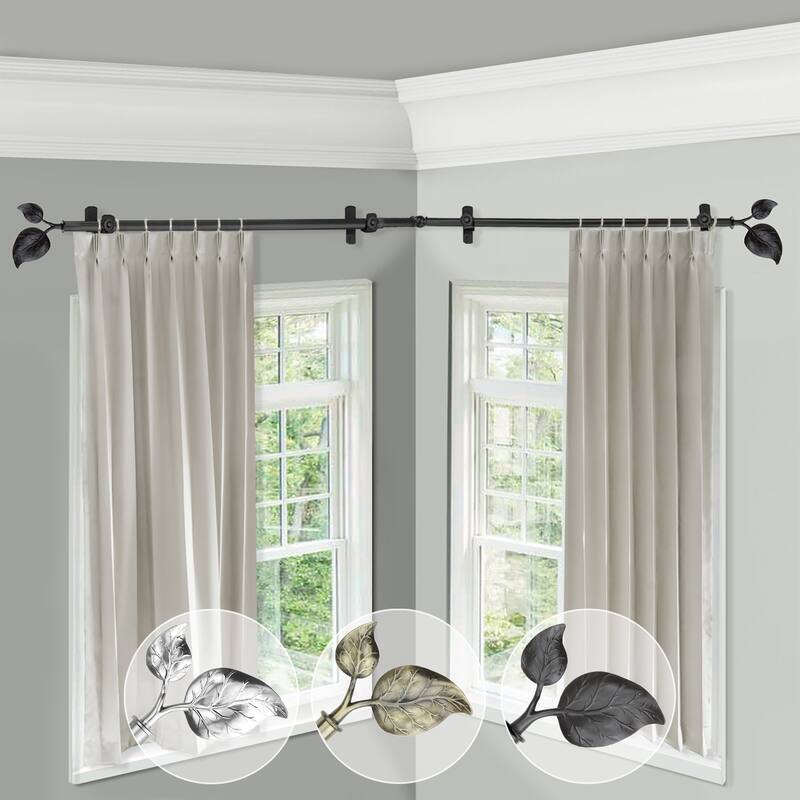 Adjustable Curtain Rod 66-120 Inch, Antique Brass Rod, Decorative Window Curtain Hardware, Baroque Style - M