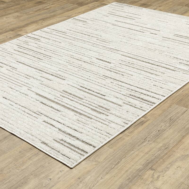 Style Haven Thassos Distressed Lines Ivory/ Brown Mixed Pile Area Rug