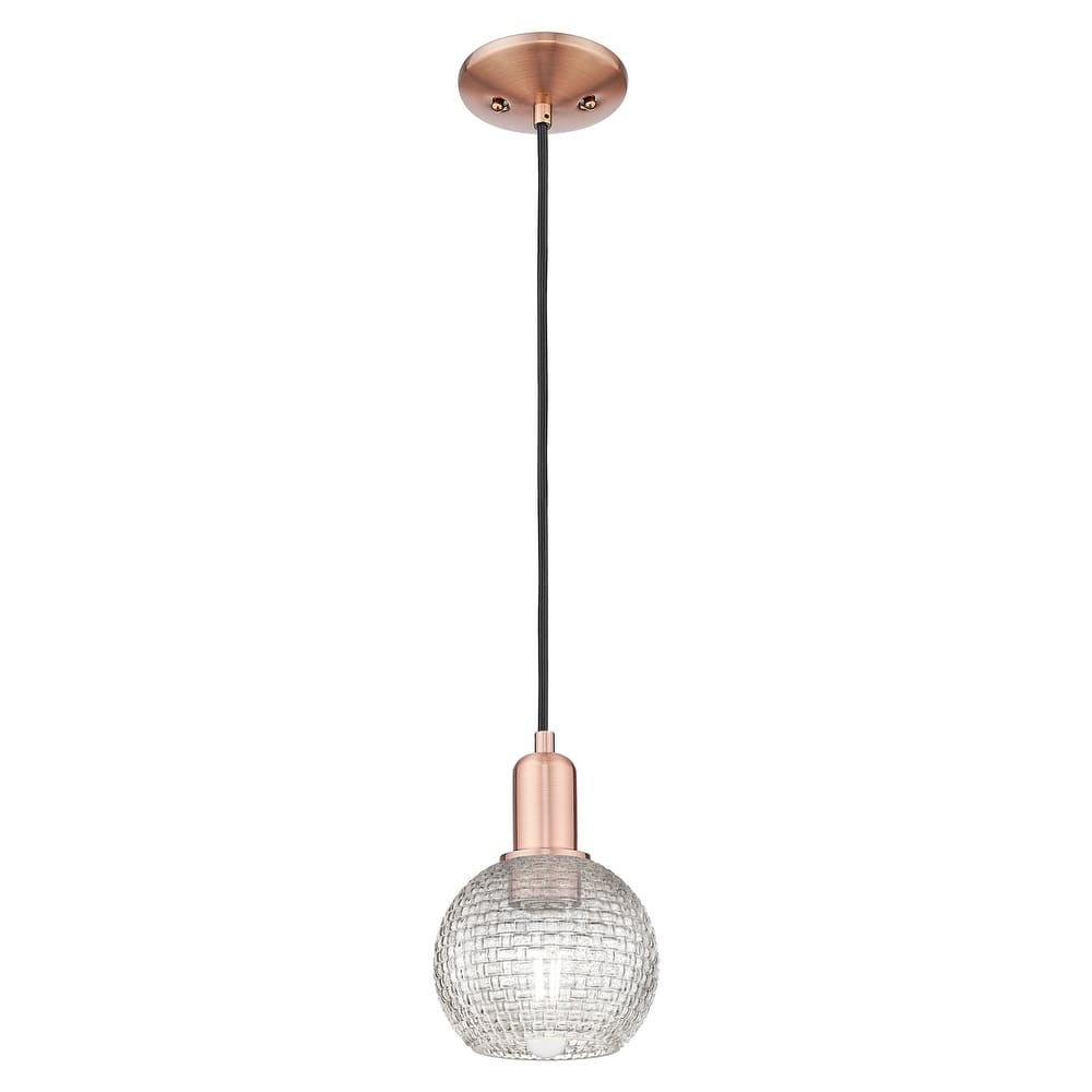 Innovations Lighting Endless Possibilities Arcadia - Athens - 1 Light 6" Basketweave Cord Hung Mini Pendant