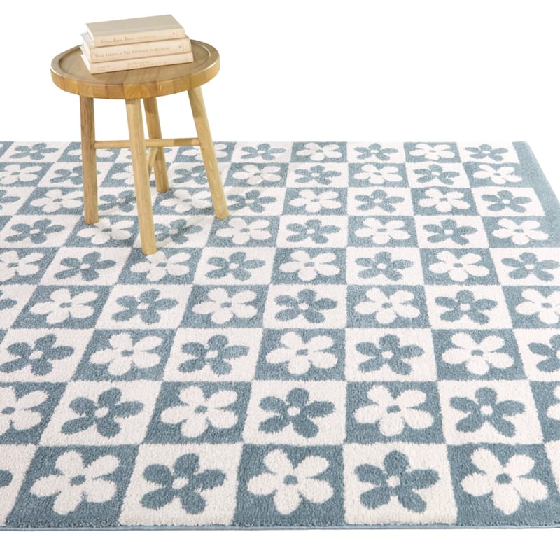 Ambrose Modern Floral Area Rug - 5'3" x 7' - Blue - Rectangle