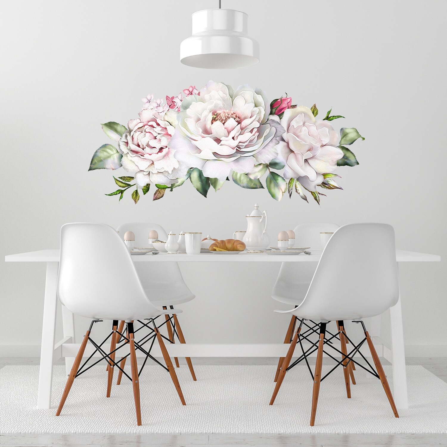 Watercolor Peony Floral Wall Decal Sticker for Home Decor  -image