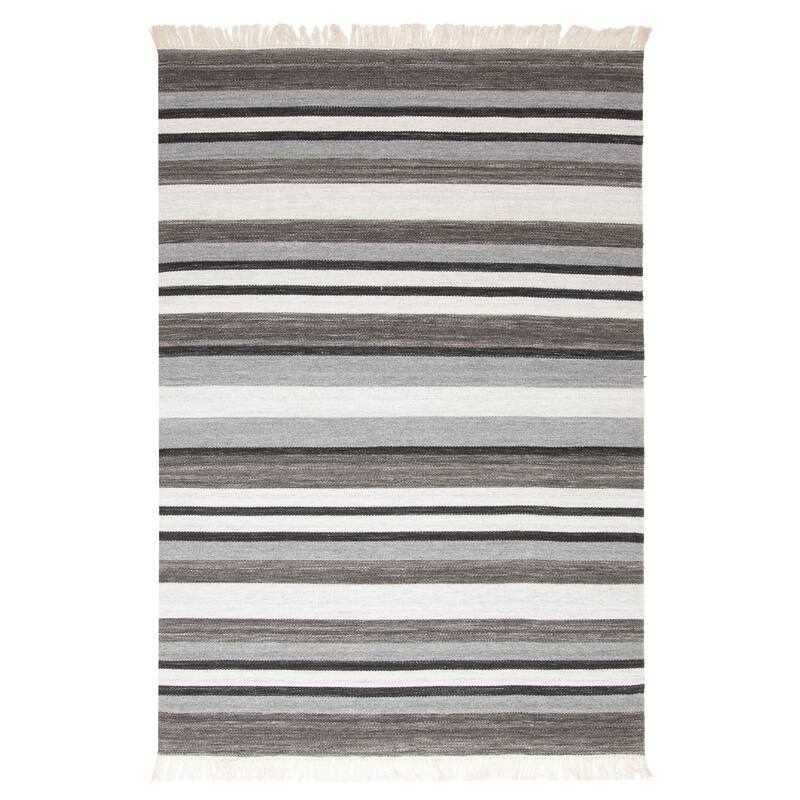 ECARPETGALLERY Flat-Weave Ankara FW Dark Grey Wool Kilim - 5'2 x 7'8