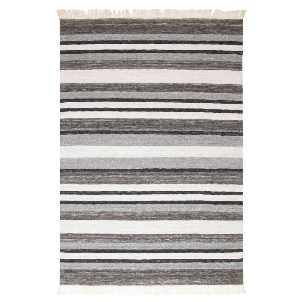 ECARPETGALLERY Flat-Weave Ankara FW Dark Grey Wool Kilim - 5'2 x 7'8