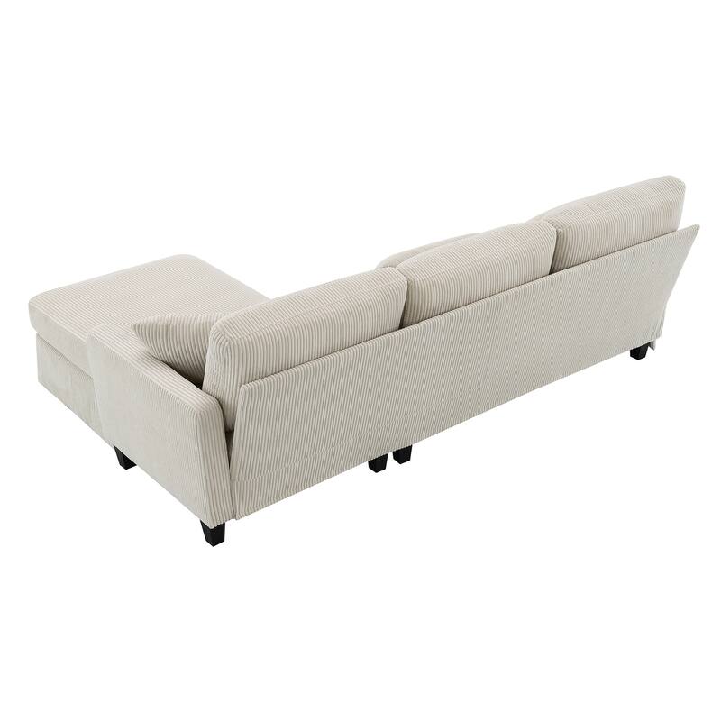 Interchangeable Chaise L-Shaped Sofa with Skirted Design for Living or Guest Rooms