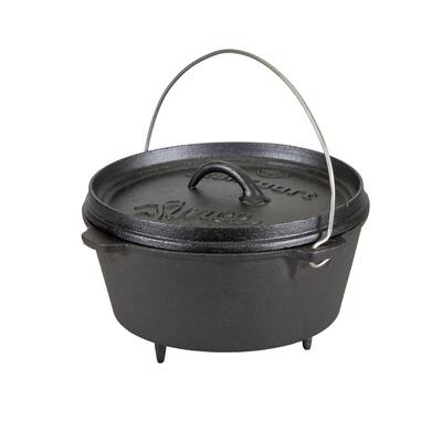 Stansport 4 QT Pre-Seasoned Cast Iron Dutch Oven with Legs - 9.75" L x 9.75" W x 5" H