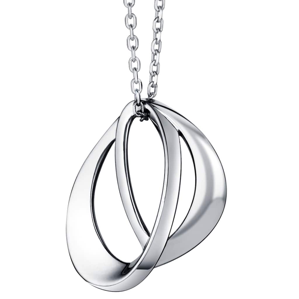 Sterling Silver Interlocking Open Teardrop Pendant, Adjustable Chain