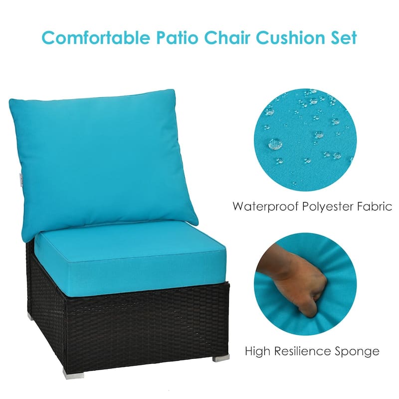 Deep Seat Chair Cushions with Backrest and Tie Belts for Patio or Home - 25" x 25" x 6"