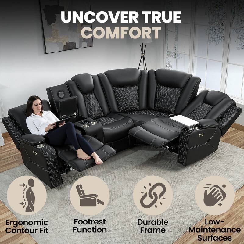 Luxury Reclining 5 & 6 Seater Corner Sofa w/ LED, USB, Wireless Charging, Bluetooth & Storage