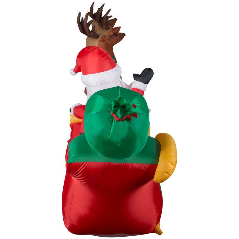 Gemmy Christmas Inflatable Santa's Sleigh with Flying Reindeer, 5.5 ft Tall